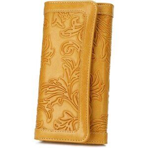 Trifold Embossed long Clutch Card Holder